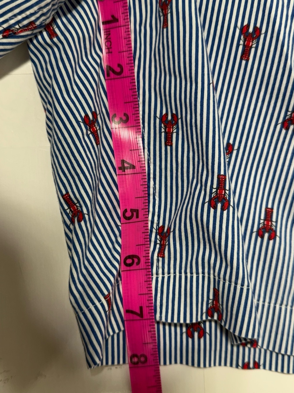 Lobster print coastal Blue Striped tie waist boxer Shorts 100% cotton - Picture 3 of 6